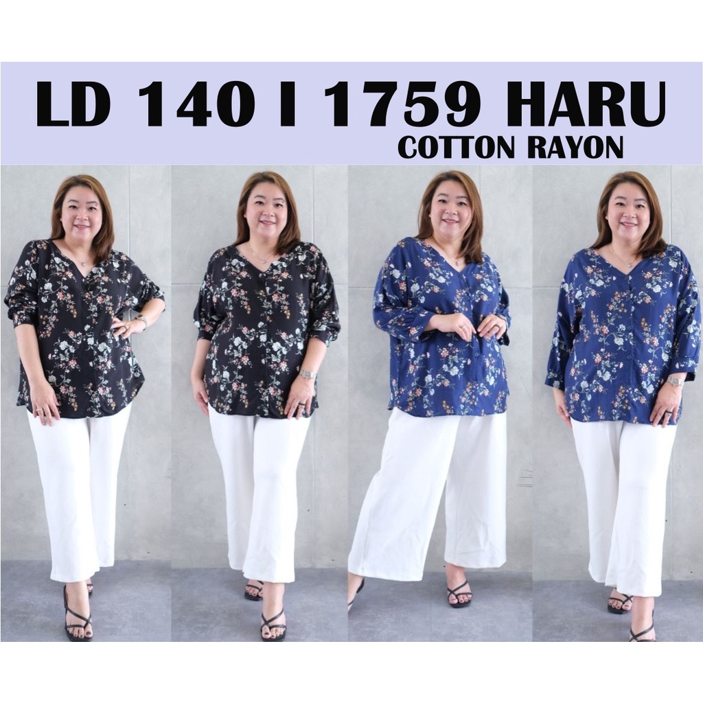 1759 HARU ATASAN JUMBO 3XL - 4XL BIGSIZE XXXL - XXXXL BLOUSE WANITA LD 132 - 140 BLUS BIG SIZE MURAH-1