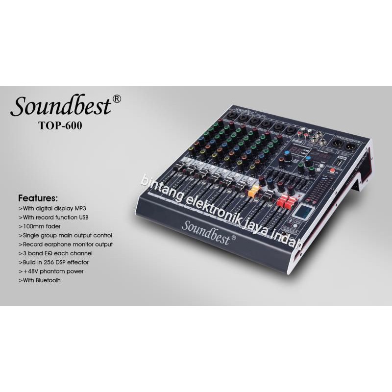 mixer Soundbest top 600 original mixer Soundbest 6 channel usb recording