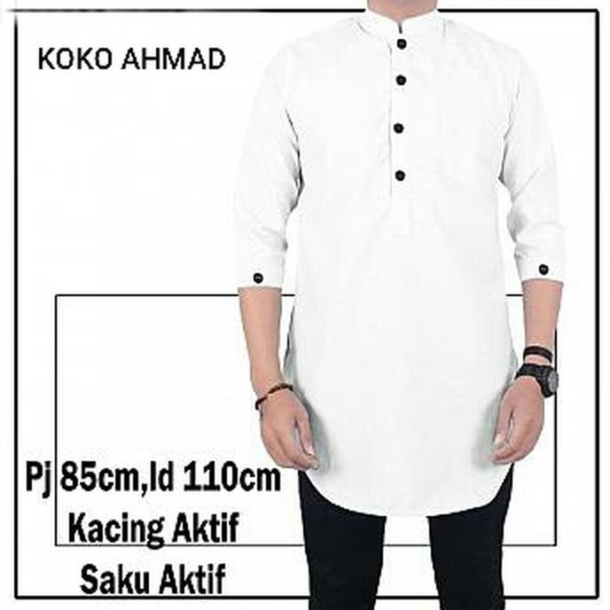 Sale Koko Ahmad Putih Polos Sc Baju Koko Pria Katun Putih Sale