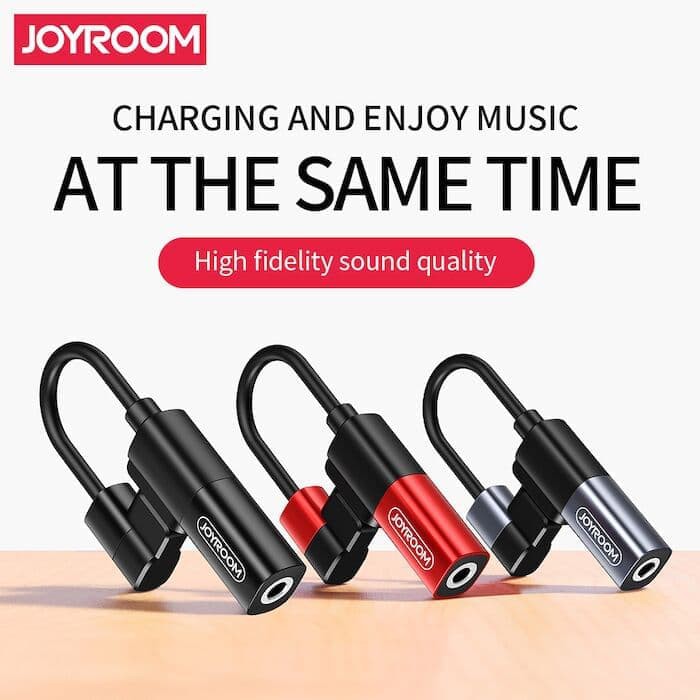 Joyroom Apple 3.5 charging audio adapter converter Black