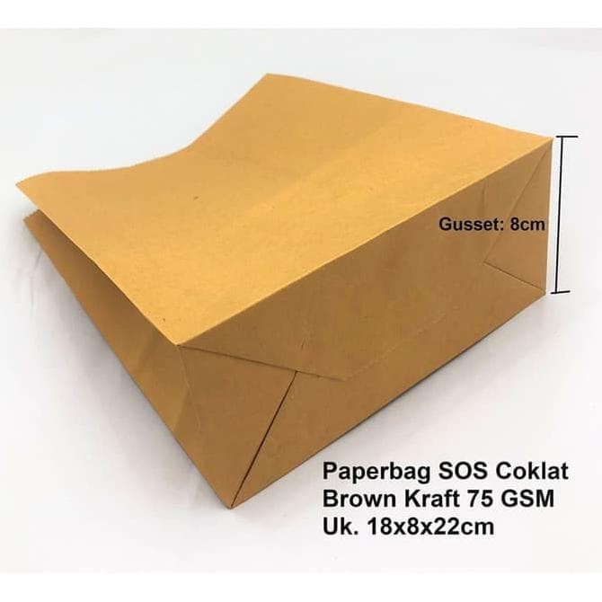 

(TERLARIS) Jual Paperbag Sos Kantong Kertas Coklat 18X8X22 M Souvenir Kraft Bag
