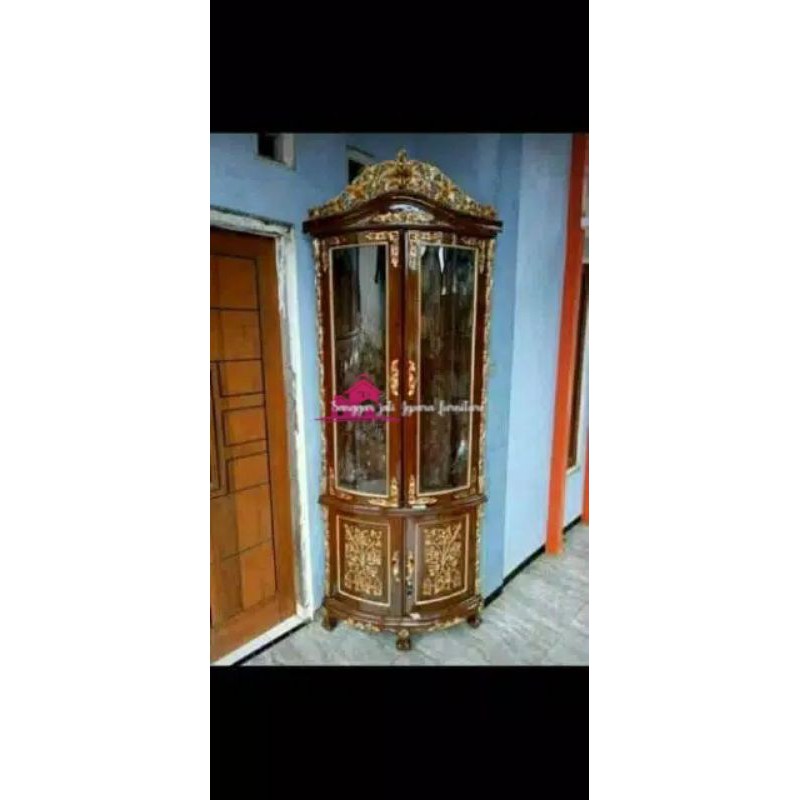 lemari sudut lemari hias kayu jati jepara