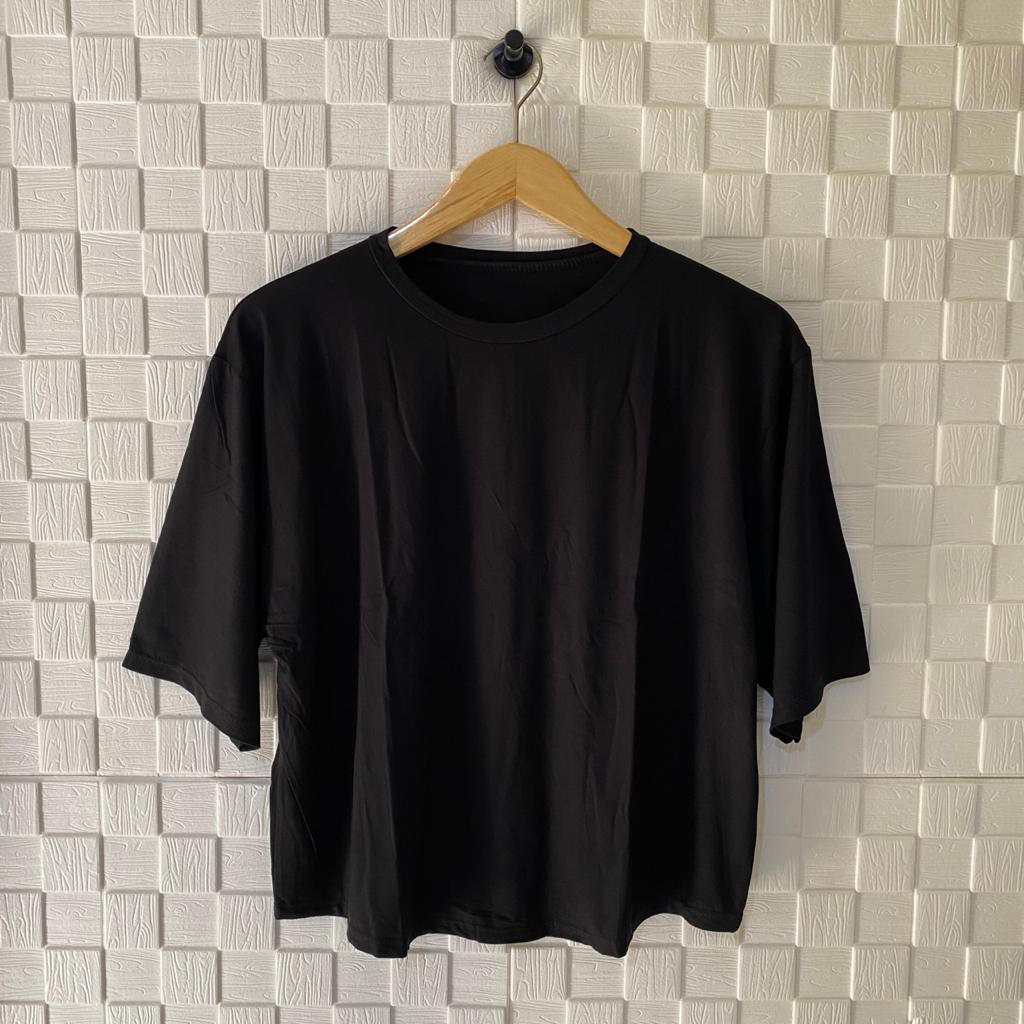 Atasan model kalong jumbo batwing crop XXL wanita /atasan wanita/atasan over size/kaos polos/kaos over size/atasan jumbo/blouse/atasan/blouse kalong wanita/atasan over size/shabhira16-HITAM
