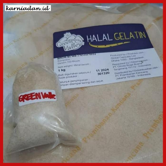 

RAGA-RAGA- GREENVALLEY GELATIN BUBUK HALAL 100% ECERAN 50GR COCOK U MKANAN/PUDING -GNIDUP-NAHAB.