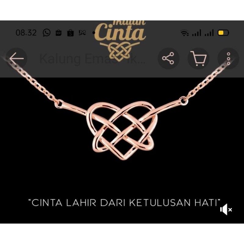 kalung ikatan cinta,buat dewasa dan remaja,perak asli cap 925,pjg 40 cm,rose gold