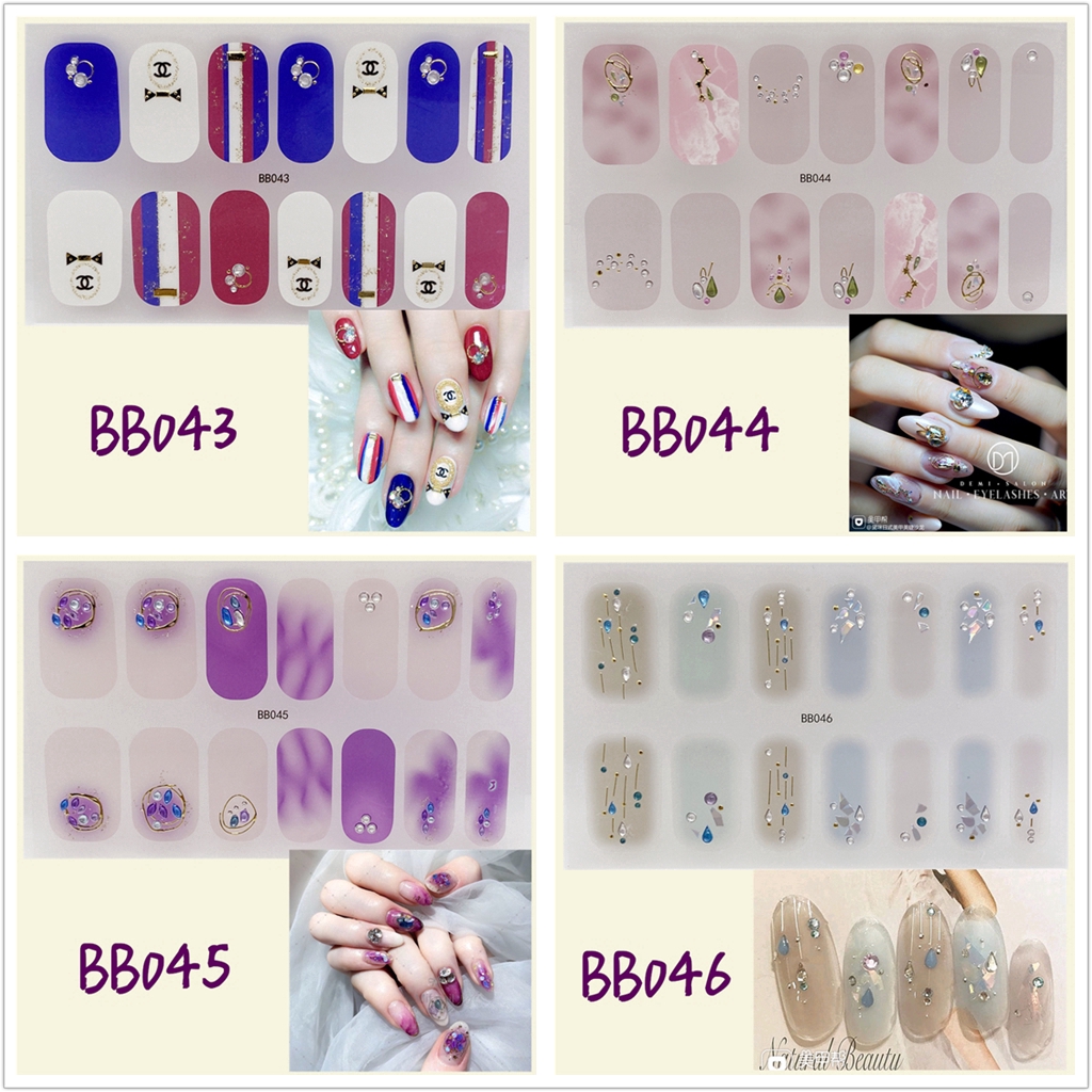 Stiker Kuku 3d Desain Berlian Mutiara Permata Warna-Warni Untuk Manicure Bb036-053