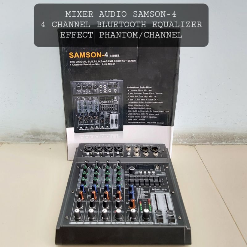 ASHLEY Mixer Samson 4 Channel Bluetooth Equalizer Effect Mikser Aslei