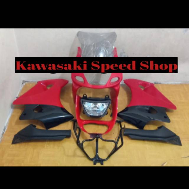 Fairing full set depan ninja rr old merah polos original