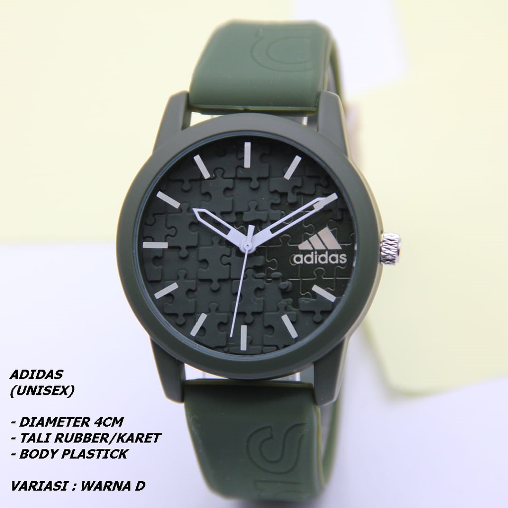 JAM TANGAN UNISEX TALI RUBBER BODY BULAT POLOS KNOP GERIGI