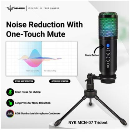 microphone nyk wired usb 2.0 set kit rgb for streaming recording podcast mic 2.5m cable trident mcn-07 mcn07