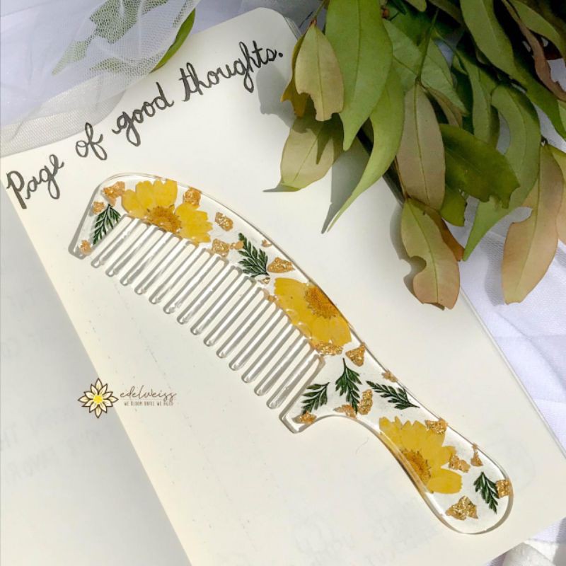 Dried Flowers Resin Comb Sisir Rambut Resin Bunga kering Custom