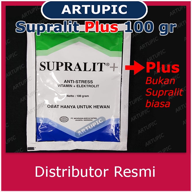 Supralit PLUS 100 gram Anti Stres Elektrolit Vitamin Unggas Ayam Mensana Artupic