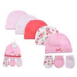 HUDSON BABY CLOTCH CAP 5PC &amp; SCRATCH MITTEN 51483 / TOPI BAYI / SARUNG TANGAN