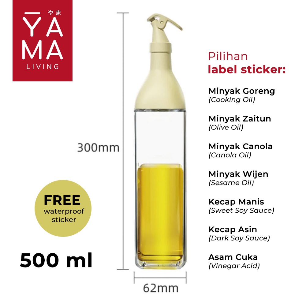 YAMA IRUMA Oil Bottle Botol Minyak Goreng Kecap Cuka Kaca Olive Zaitun