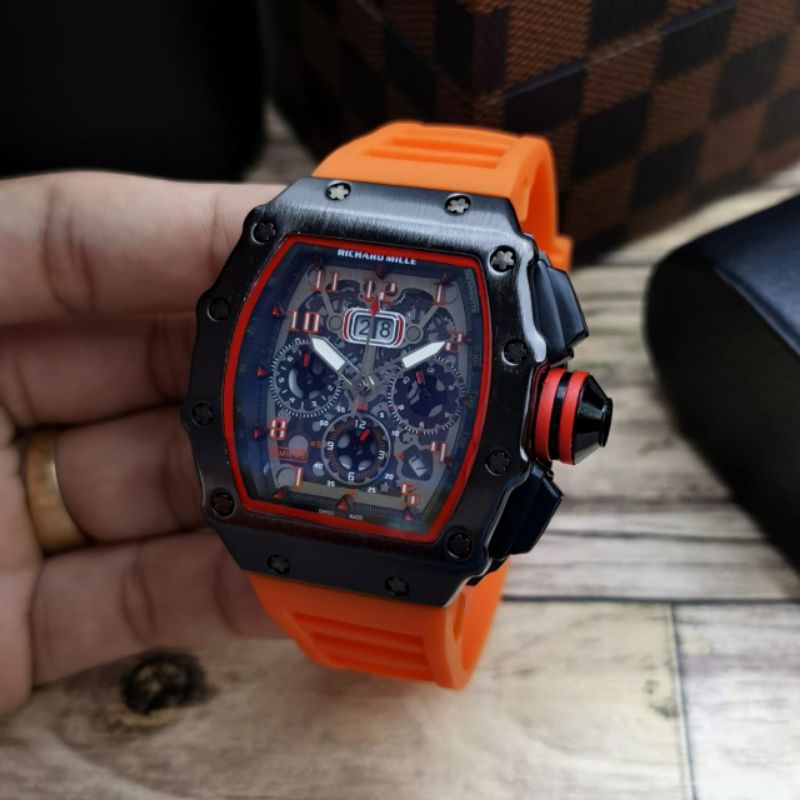 [CHRONO AKTIF] 7 Warna Jam Tangan Pria RM Chrono Rubber Super