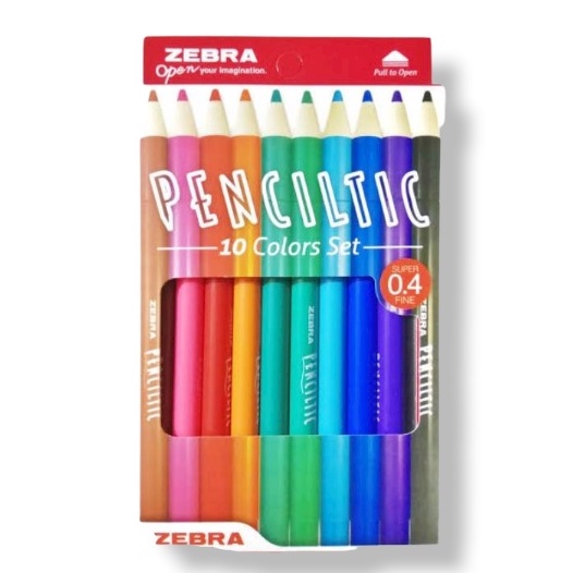 

Pulpen / Ballpoint / Pena Fineliner Zebra Penciltic 1 Set 10 Warna- SHSNP