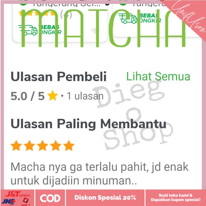 

⭐COD⭐ Halal MUI, Bubuk Matcha Asli, Kemasan 500 g, 100% Pure Matcha Powder