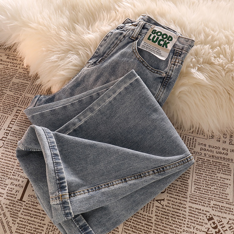 GOOD LUCK Korean Highwaist Kulot Jeans panjang wanita Loose（relpict）