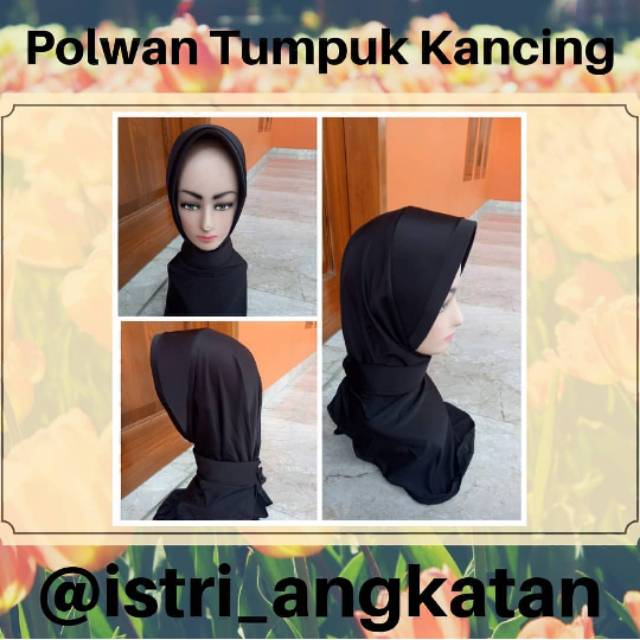 Jilbab Polwan coklat Tumpuk Kancing
