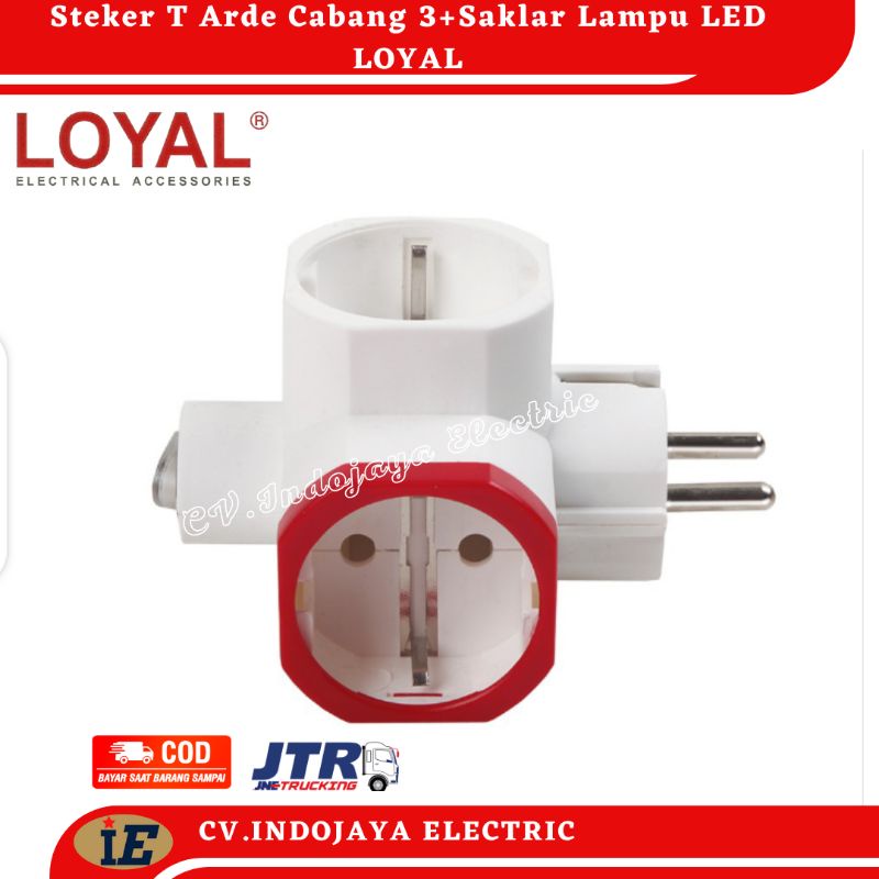 Steker T Arde Cabang 3 Dengan Saklar Lampu Led