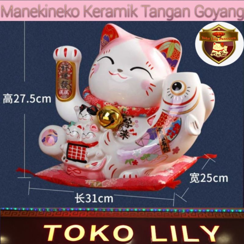 Manekineko Ceramic Large / Maneki Neko Keramik Tangan Goyang Besar