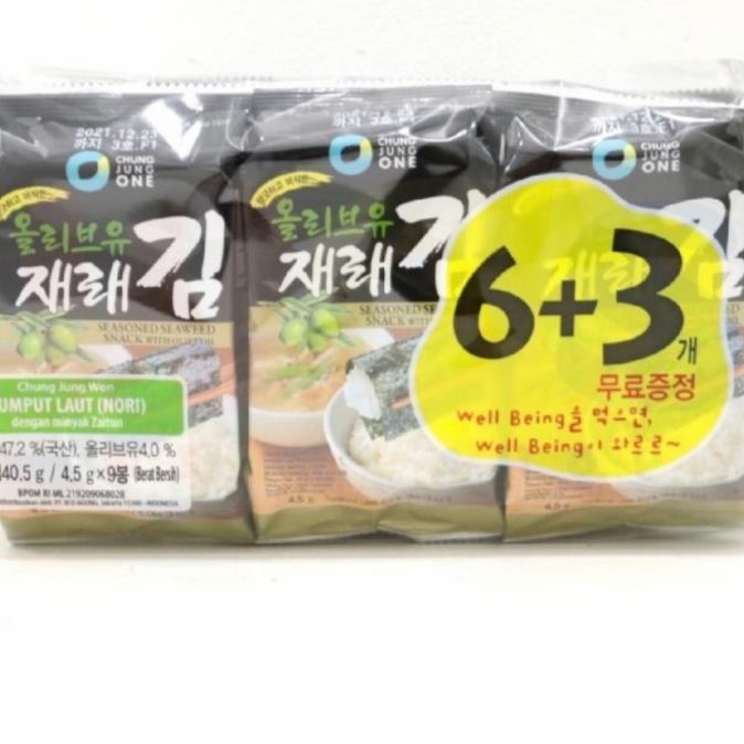 

Chung Jung One Seaweed 6+3 Nori Olive Oil 94,5Gr | Rumput Laut