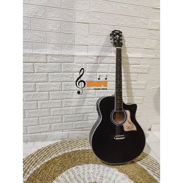 Gitar Taylor Akustik Elektrik Tanam Besi Jumbo