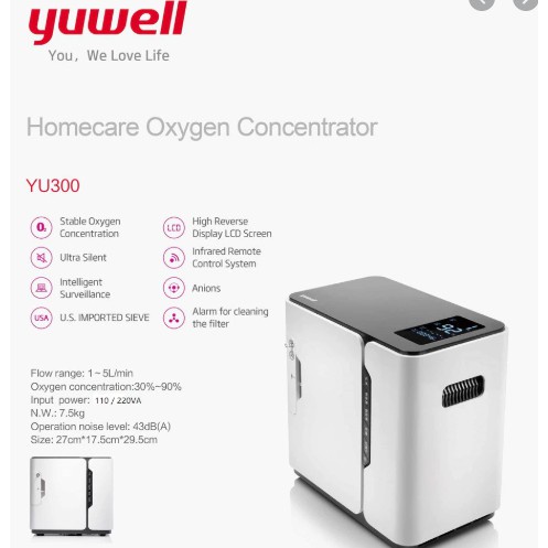 Yuwell YU300 Oxygen Concentrator Homecare Mesin Generator Oksigen