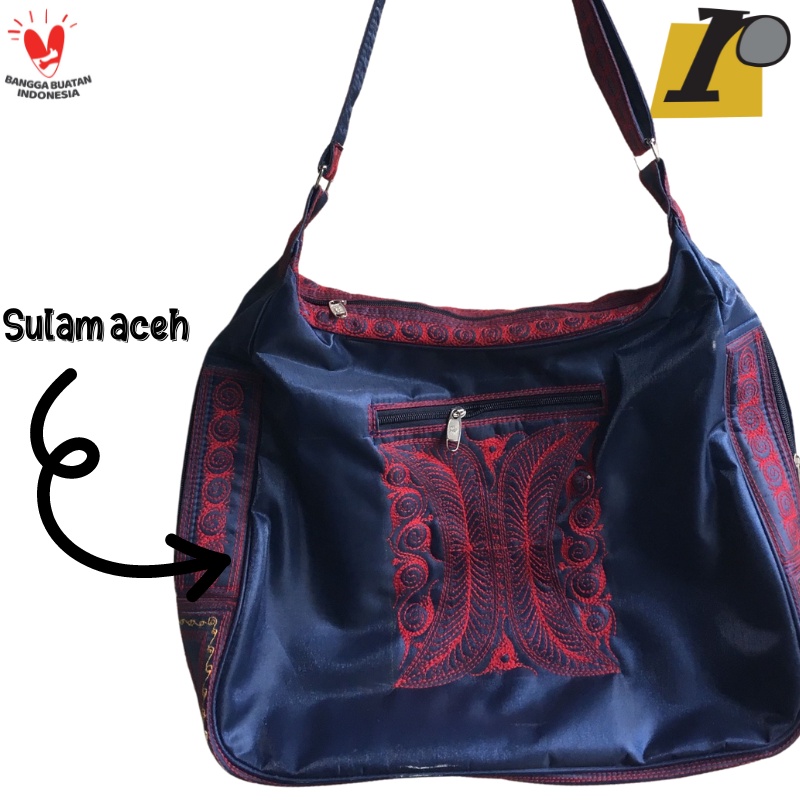 Tas wanita selempang bordir aceh | warna navy biru dongker