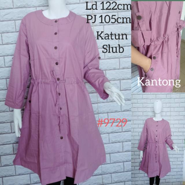 Tunik tali serut pinggang #9729 katun slub