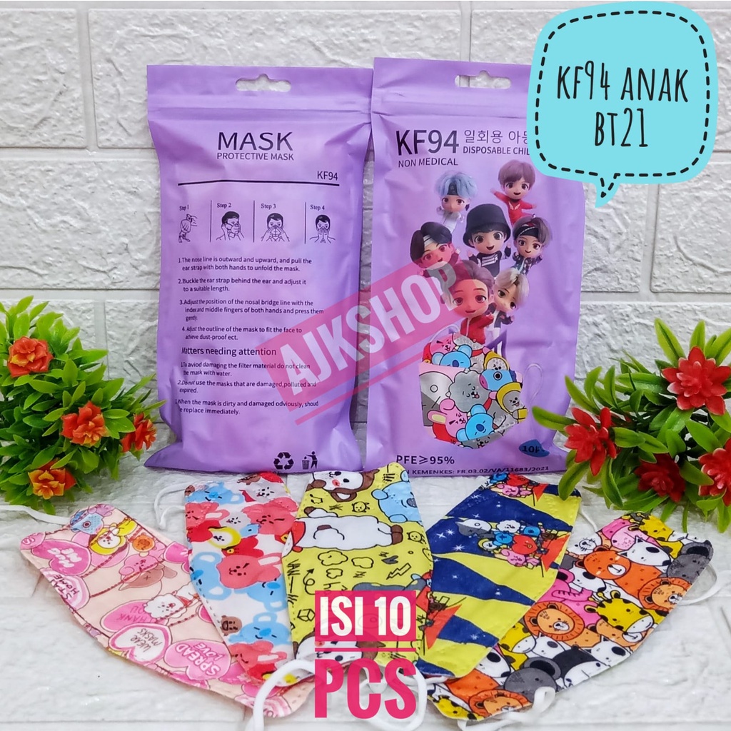 Masker Mouson KF94 Anak motif 3D Protection 10pcs/sachet