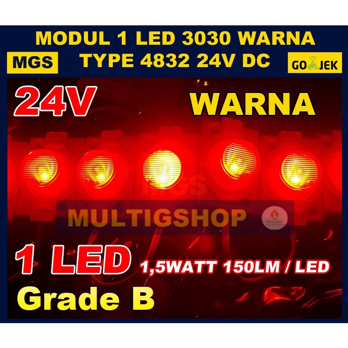 100Pcs LED Modul 1.5W 1 LED 24V - Warna - AAA