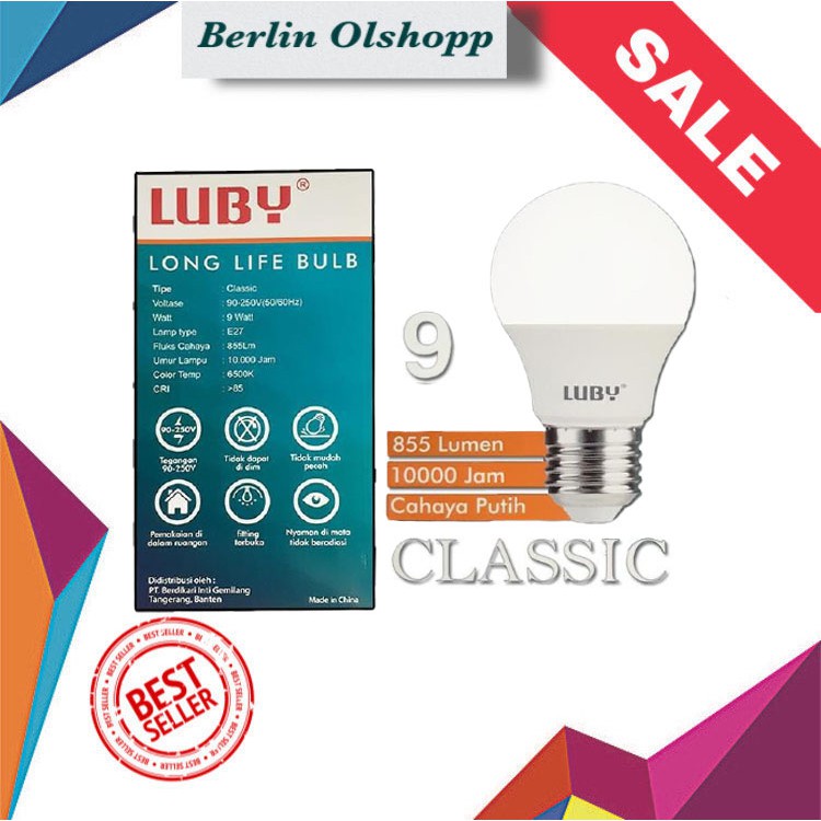 Lampu Bohlam LED BULB LUBY Classic 7W, 9W