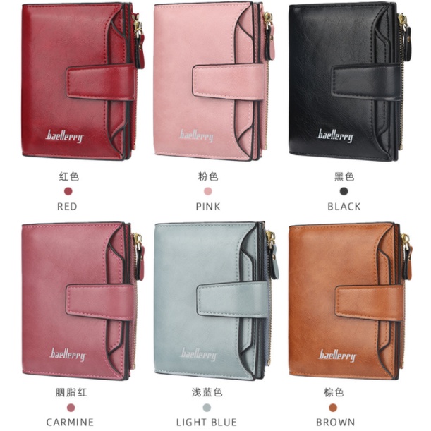 [BISA COD] Dompet Wanita Dompet Lipat Kulit Baellerry Pria dan Wanita Bahan Kulit Original N2349