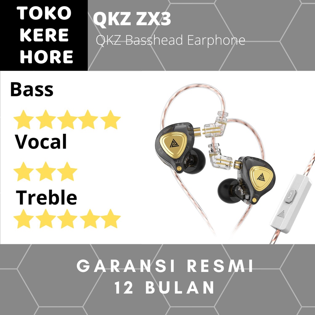 QKZ ZX3 HiFi Basshead Earphone with mix alt EDX Pro