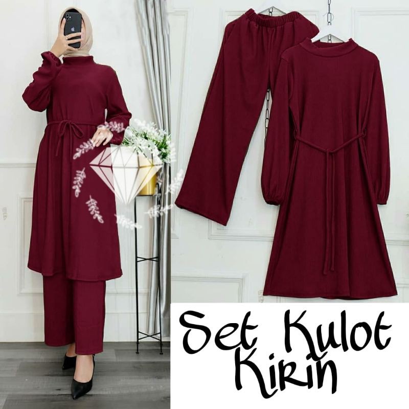 SET CELANA KULOT KIRIN, MOSCREPE, GAMIS HIJAB MUSLIM, SETELAN