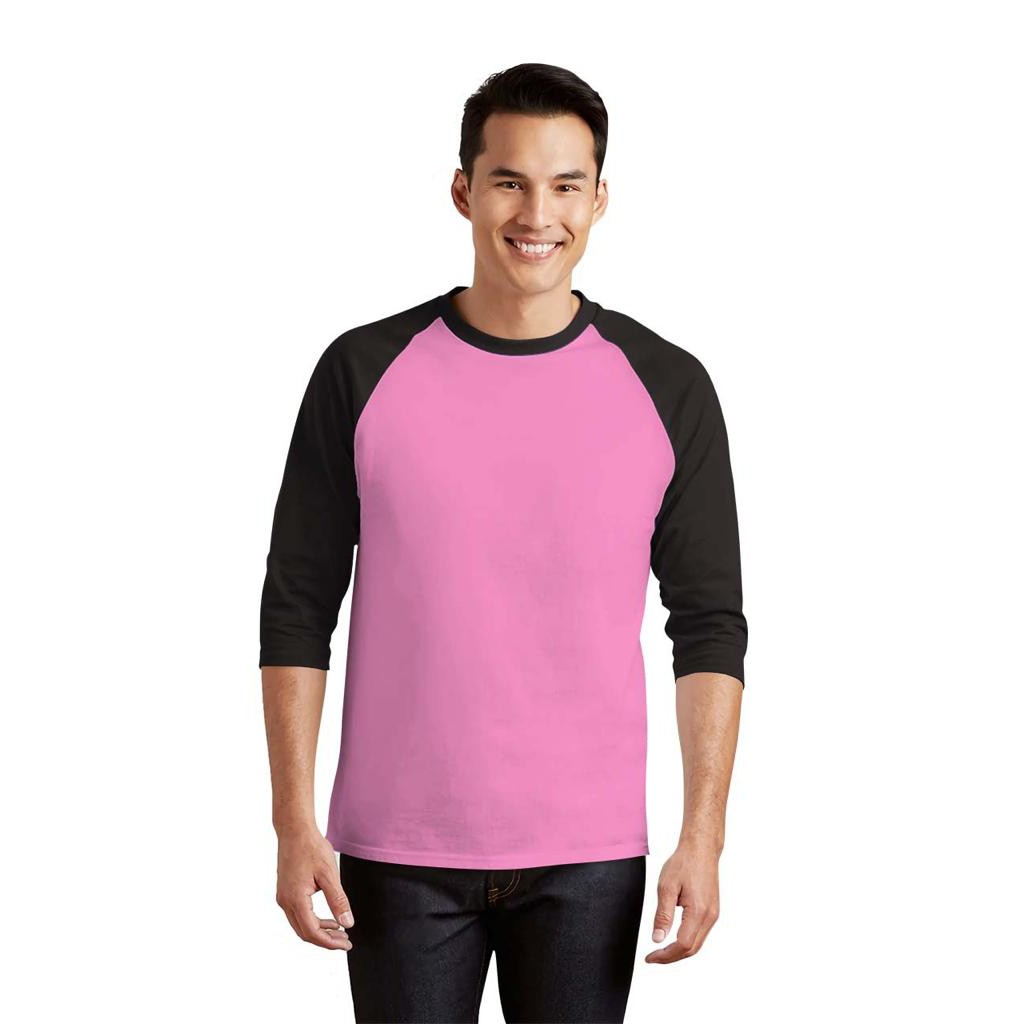 Kaospolos - Kaos reglan warna kombinasi lengan 3 4  hitam | kaos raglan seragam pria dan wanita t shirt M L XL XXL