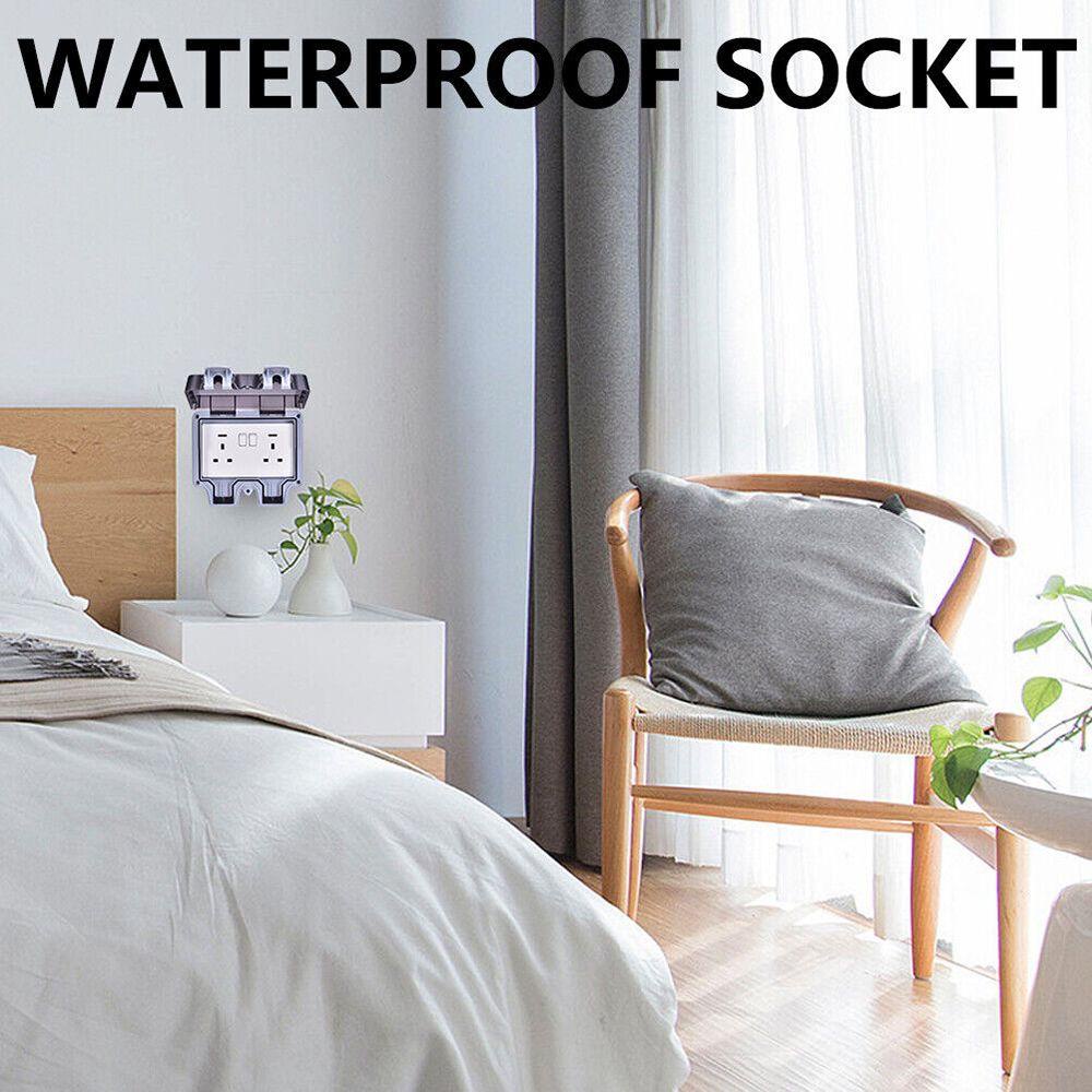 POPULAR Stop Kontak Double Switched UK Colokan IP66 13A 2gang Power Socket