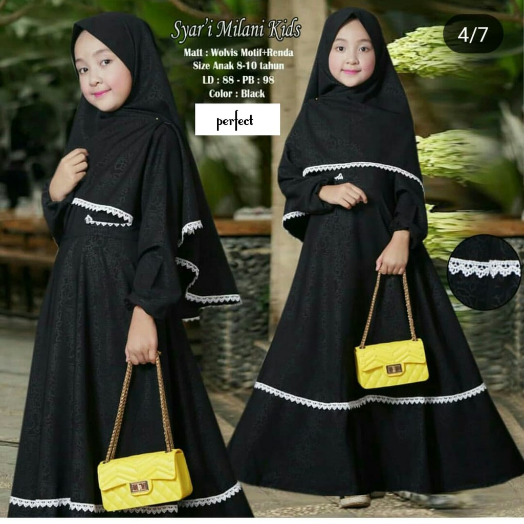 PERFECT KIDSSYARI Bahan Moscrepe (Free Hijab / Khimar) Gamis Modern Wanita Baju Panjang Stelan Syari