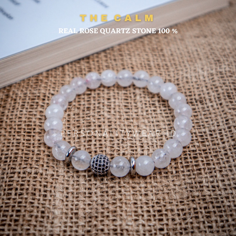 Gelang Pria Wanita Cowok Cewek Keren Dewasa Batu Kristal Rose Quartz Pink Merah Muda ASLI Akik Alam Natural untuk Kesuburan