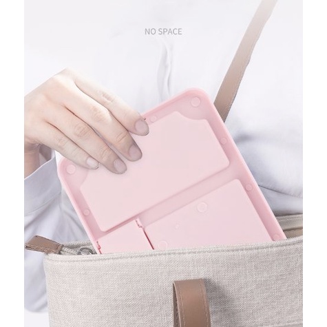 Cermin Rias Kotak Warna Lembut Cermin Pink Soft Cermin Dandan Cantik Make Up Kaca Tata Rias-3