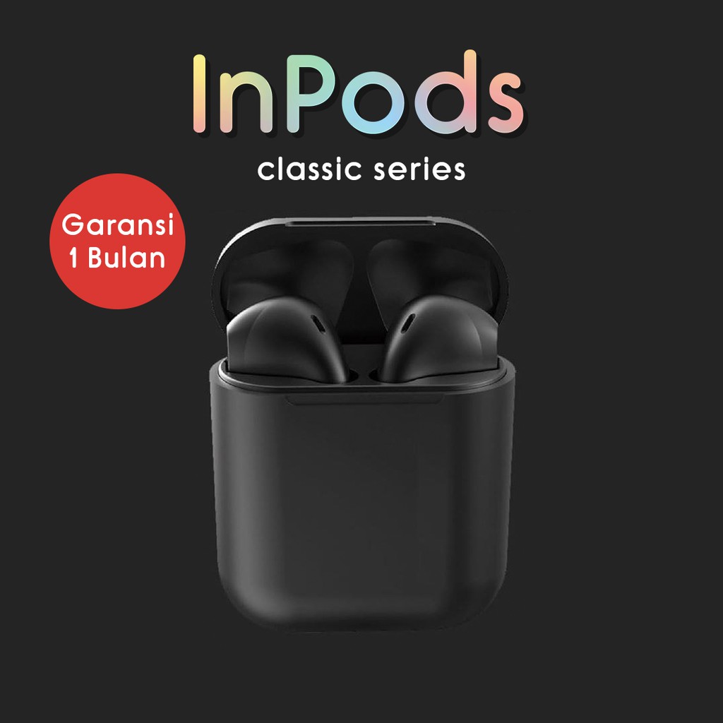 Official Inpods 12 Black Headset Bluetooth TWS IOS & Android Shopee