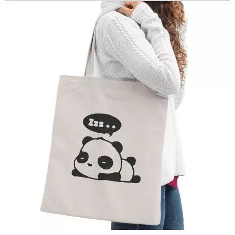 GaleryBag Totebag - Tas Tote Bag Wanita Motif Carakter Panda Tidur Tas Selempang Wanita Korean Lucu