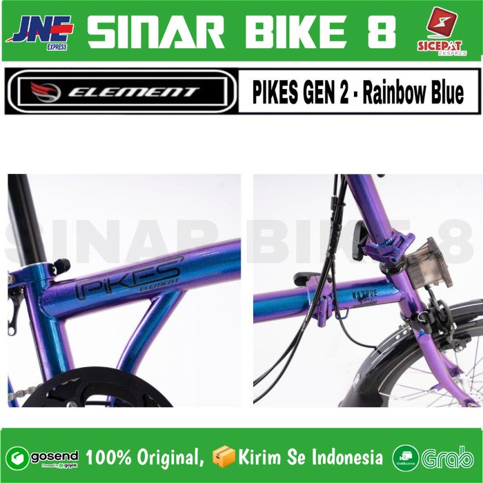 Sepeda Lipat Trifold ELEMENT PIKES GEN 2 Rainbow Blue Folding Bike