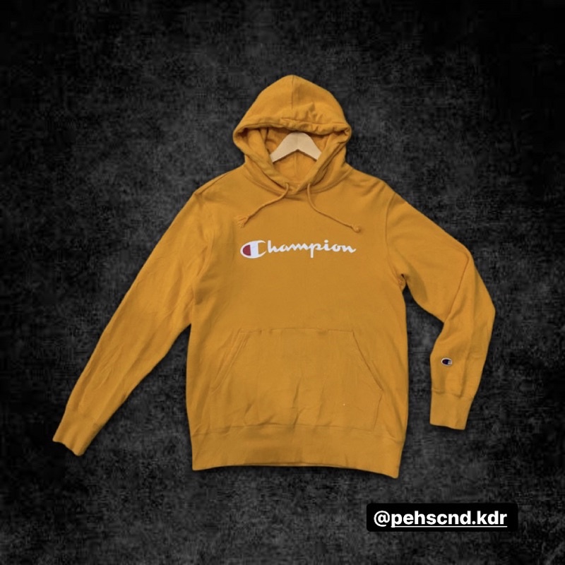Hoodie champion yellow size L Second branded rare kuning (Soldout) pehscnd.kdr