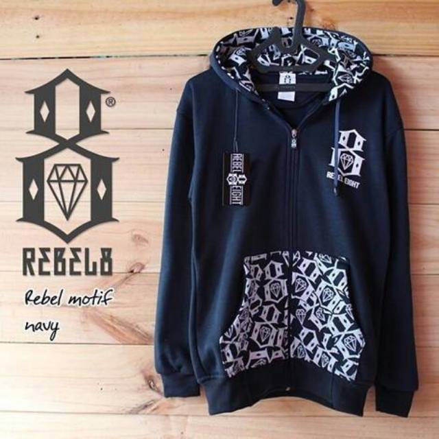 Sweater Rebel Eight Motif Diamond Hodie Zipper / Sleting Topi