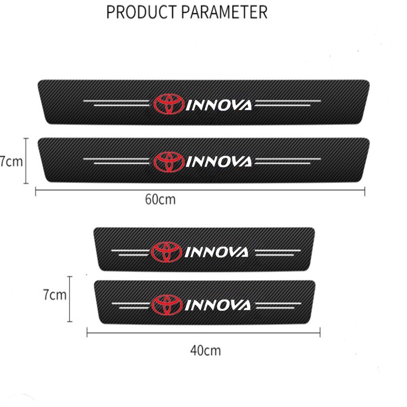 Stiker Pelindung Kulit Carbon Fiber Tebal Anti Baret Untuk Pintu Mobil Toyota INNOVA