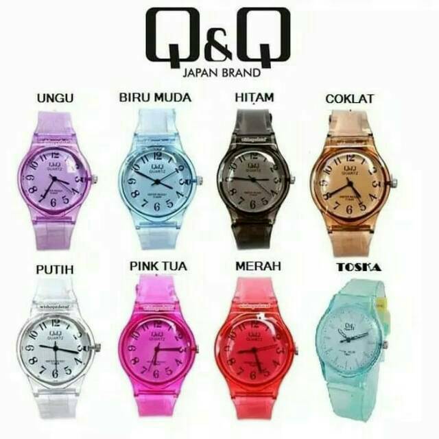 Jam tangan Jelly Q&Q transparan Anti air / Water resisten 01020304050607