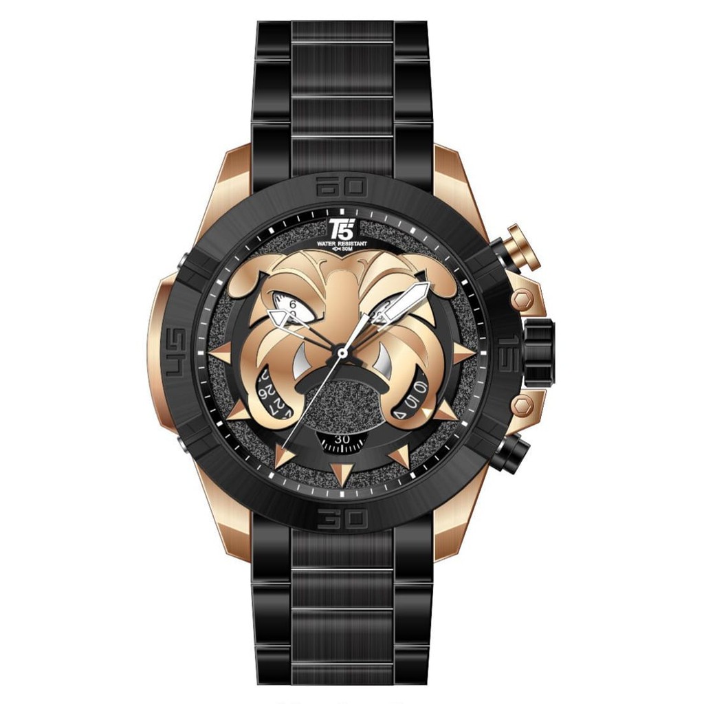 Jam Tangan Pria Chrono Stopwatch T5 Special Edition Bulldog Lover H3736G 3736 Original