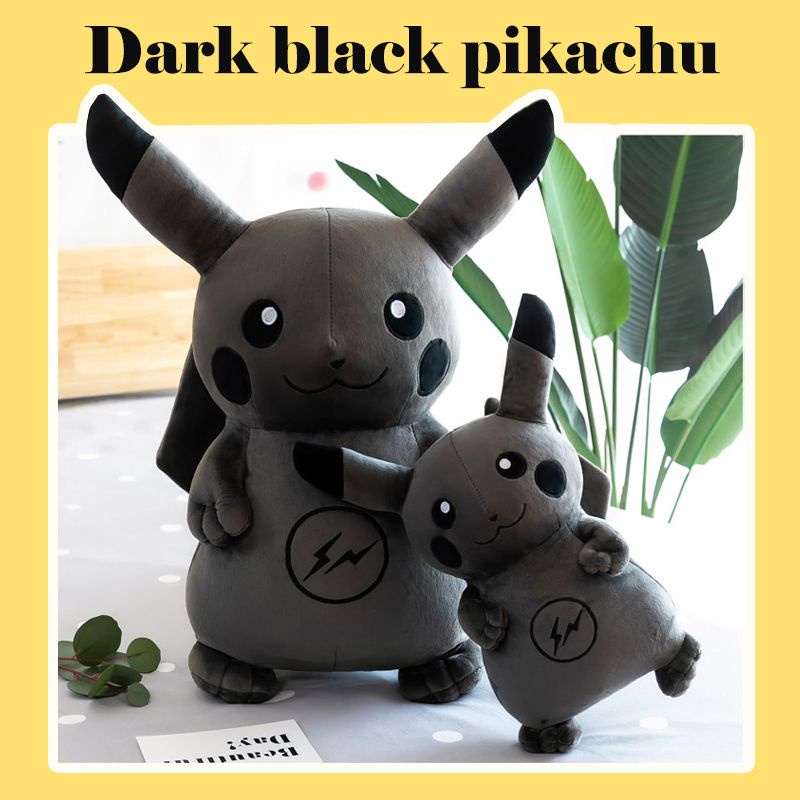 Bantal Mainan Mewah Gelap Pikachu Hitam Boneka Pikachu Petir Gantung Kunci Mainan